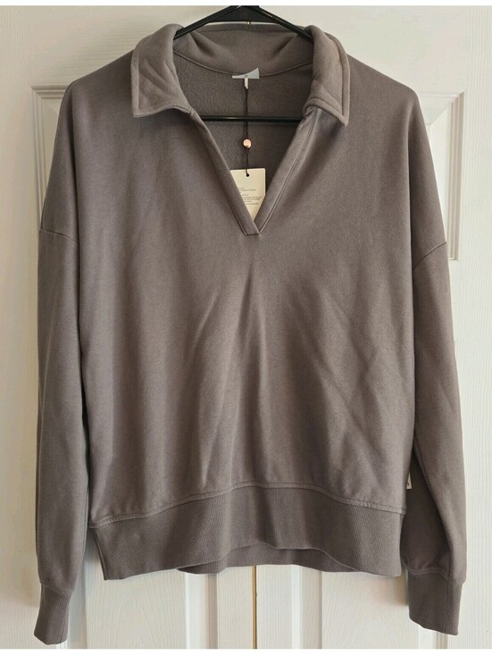CALIA Tops - Msrp $55 Nwt Calia Relaxed Fit Collar Sweatshirt Dark Gray S Athleisure Casual